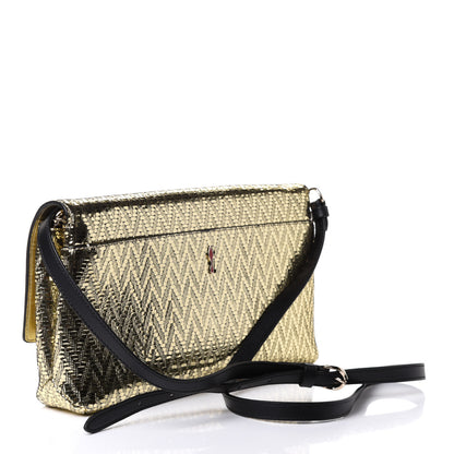 Christian Louboutin Laminated Specchio Chevron Rougissime Clutch Gold 3 of 11