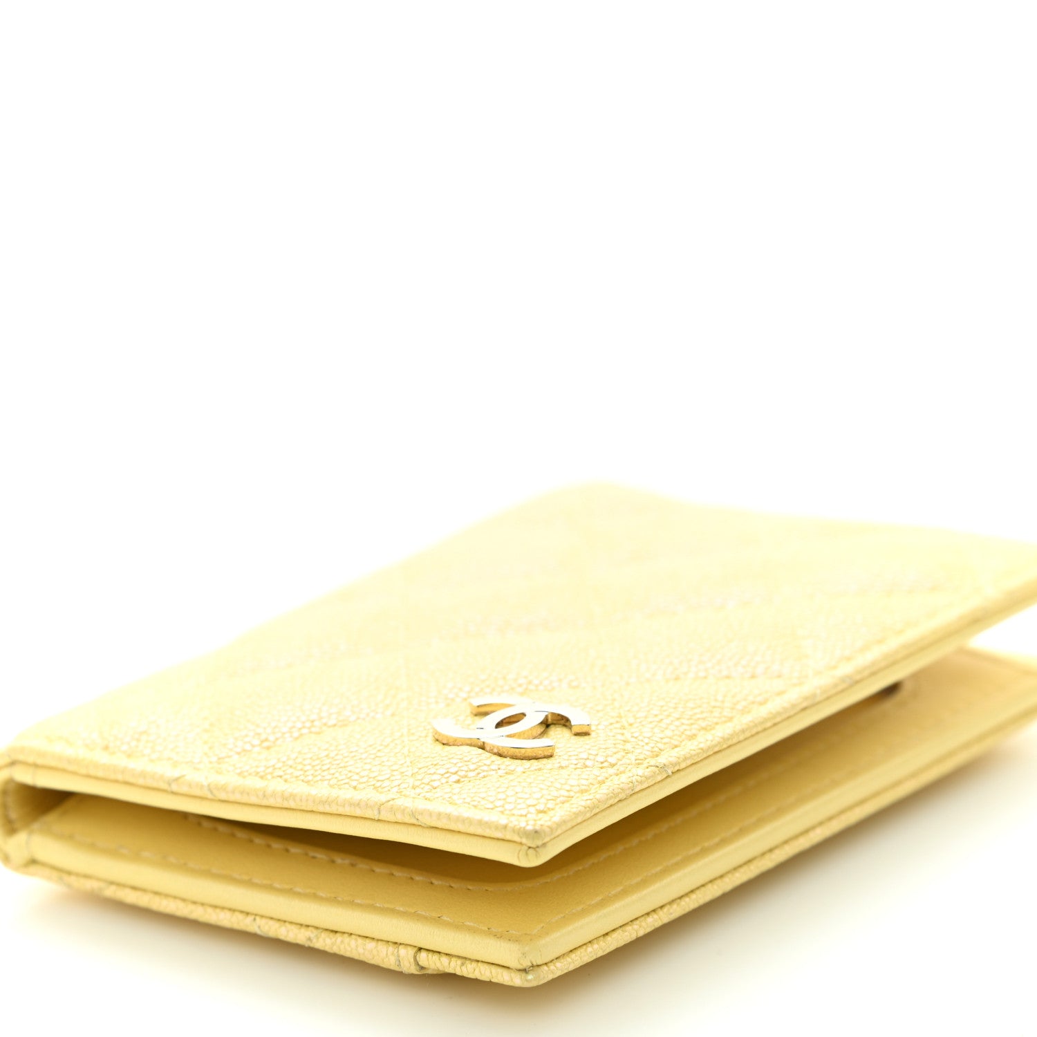 Chanel Caviar Quilted Card Holder Wallet Yellow 10 of 11