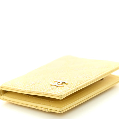 Chanel Caviar Quilted Card Holder Wallet Yellow 10 of 11