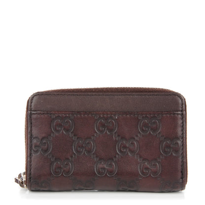 Gucci Guccissima Zip Around Key Ring Coin Purse Dark Brown 1 of 8