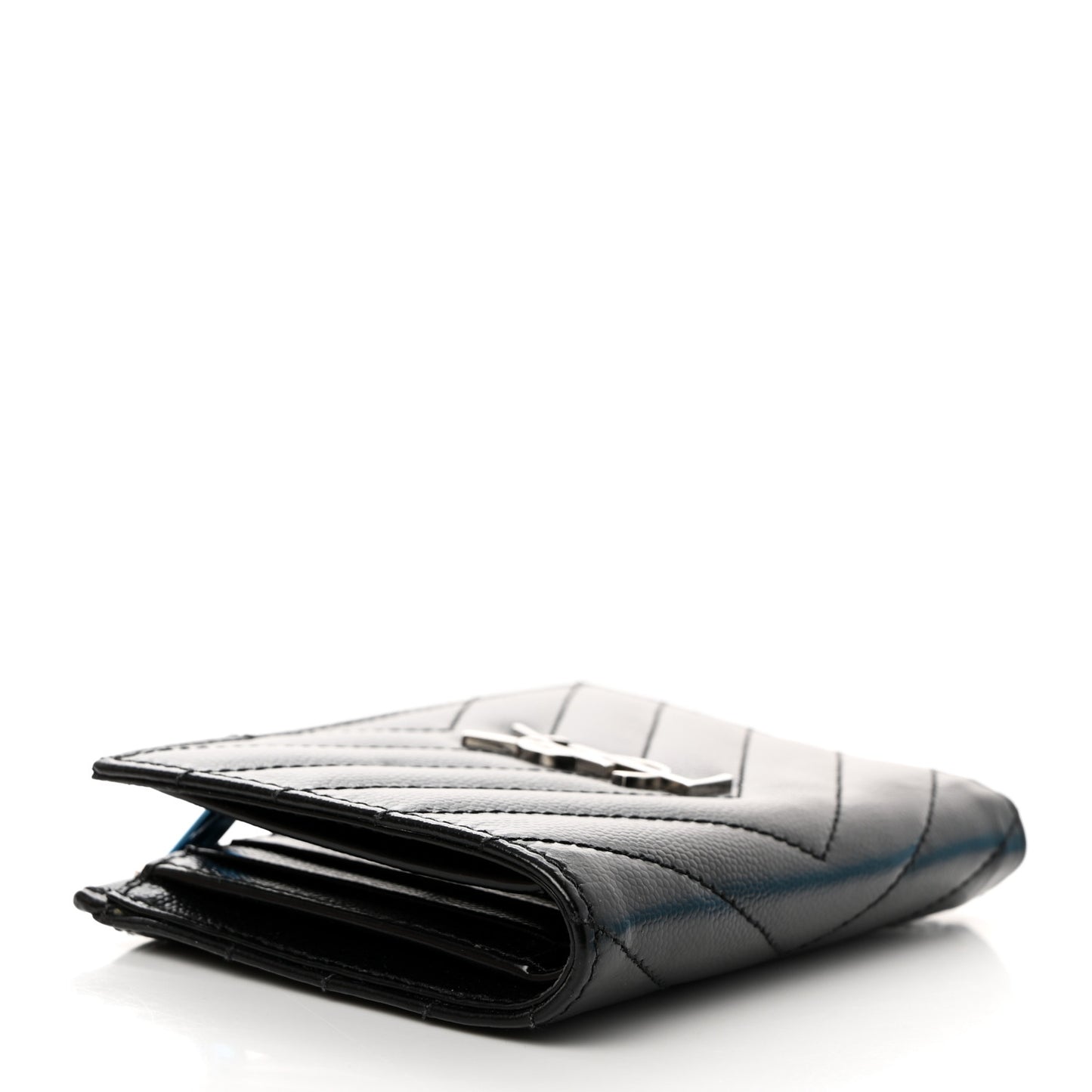 Grain De Poudre Matelasse Chevron Monogram Zipped Two-Part Wallet Black