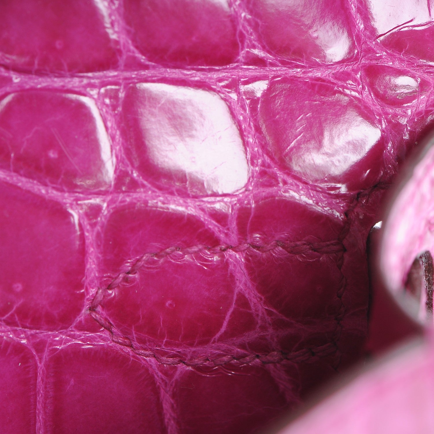 Hermes Shiny Niloticus Crocodile Kelly Cut Pochette Rose Scheherazade 9 of 21