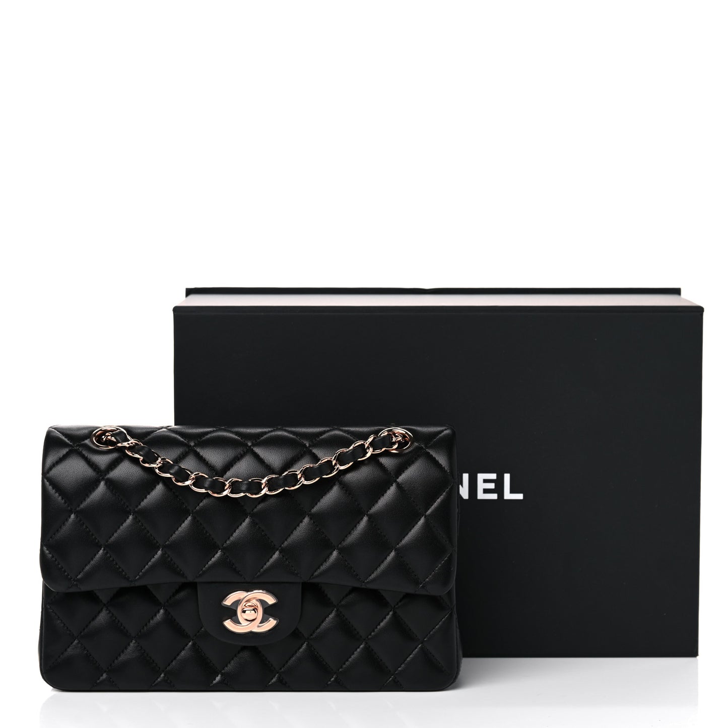 Lambskin Quilted Small Double Flap Black