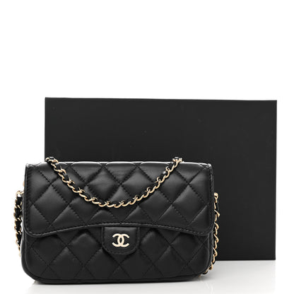 Chanel Lambskin Quilted Flap Phone Holder With Chain Black 13 of 13