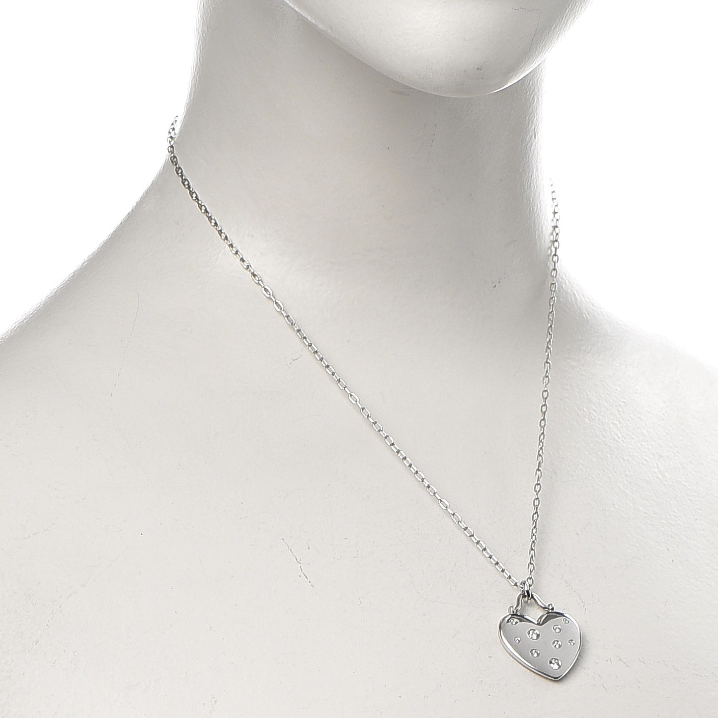 18K White Gold Diamond Etoile Heart Pendant Necklace