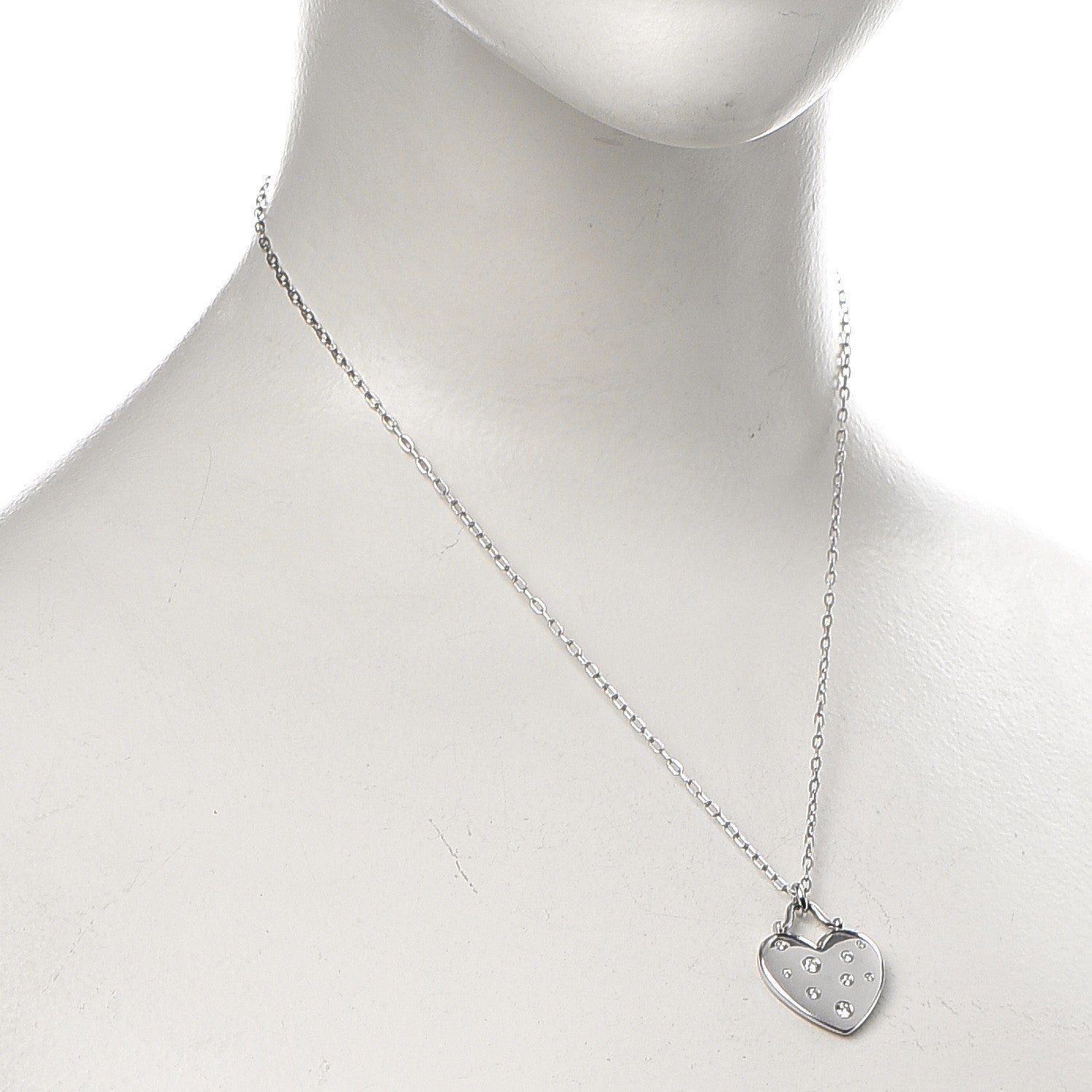 Tiffany 18K White Gold Diamond Etoile Heart Pendant Necklace 2 of 8