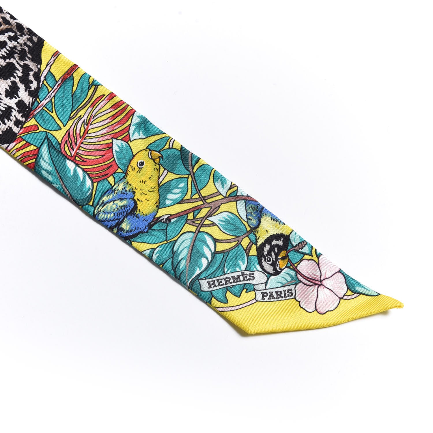 Hermes Silk Jungle Love Love Twilly Jaune Vif Canard 3 of 4