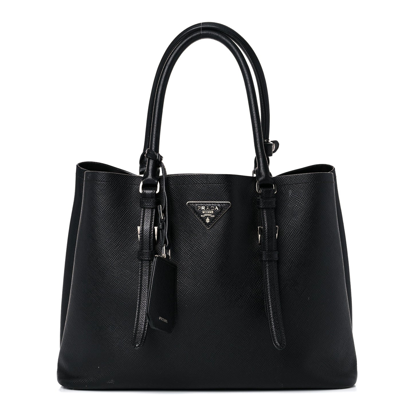 Saffiano Cuir Medium Double Handle Tote Black