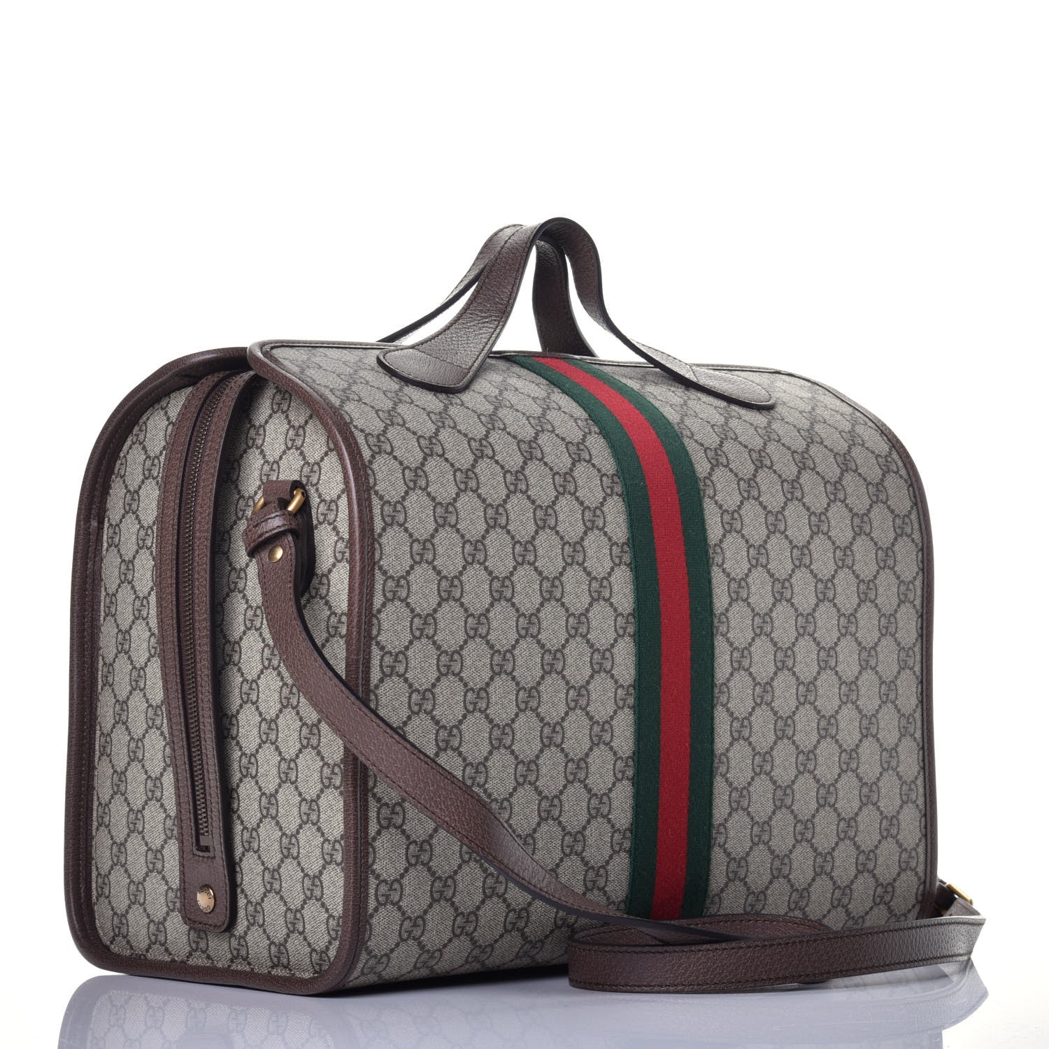 Gucci GG Supreme Monogram Web Ophidia Duffle Bag Beige New Acero 4 of 9