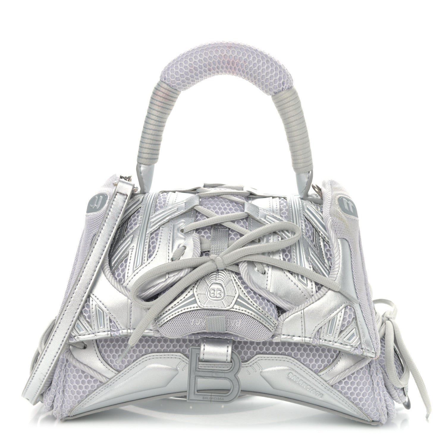 Balenciaga Faux Calfskin Fabric Small Sneakerhead Top Handle Bag Silver 1 of 14