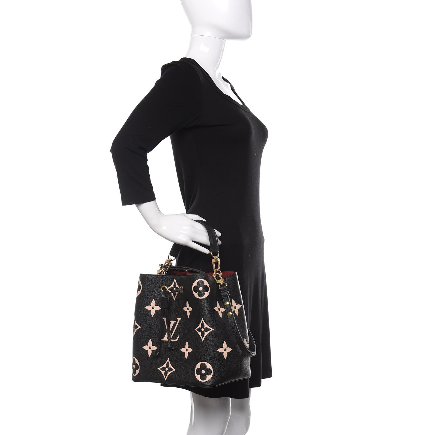 Louis Vuitton Empreinte Monogram Giant Neonoe MM Black Beige 3 of 13