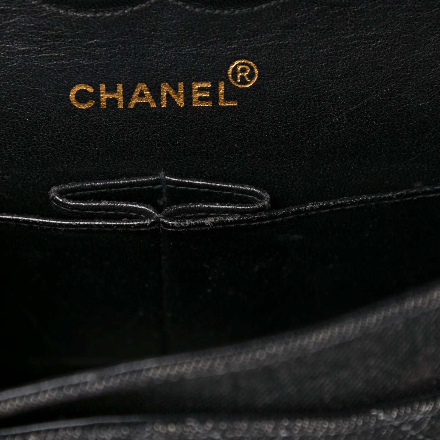 Denim Quilted Medium Double Flap Black