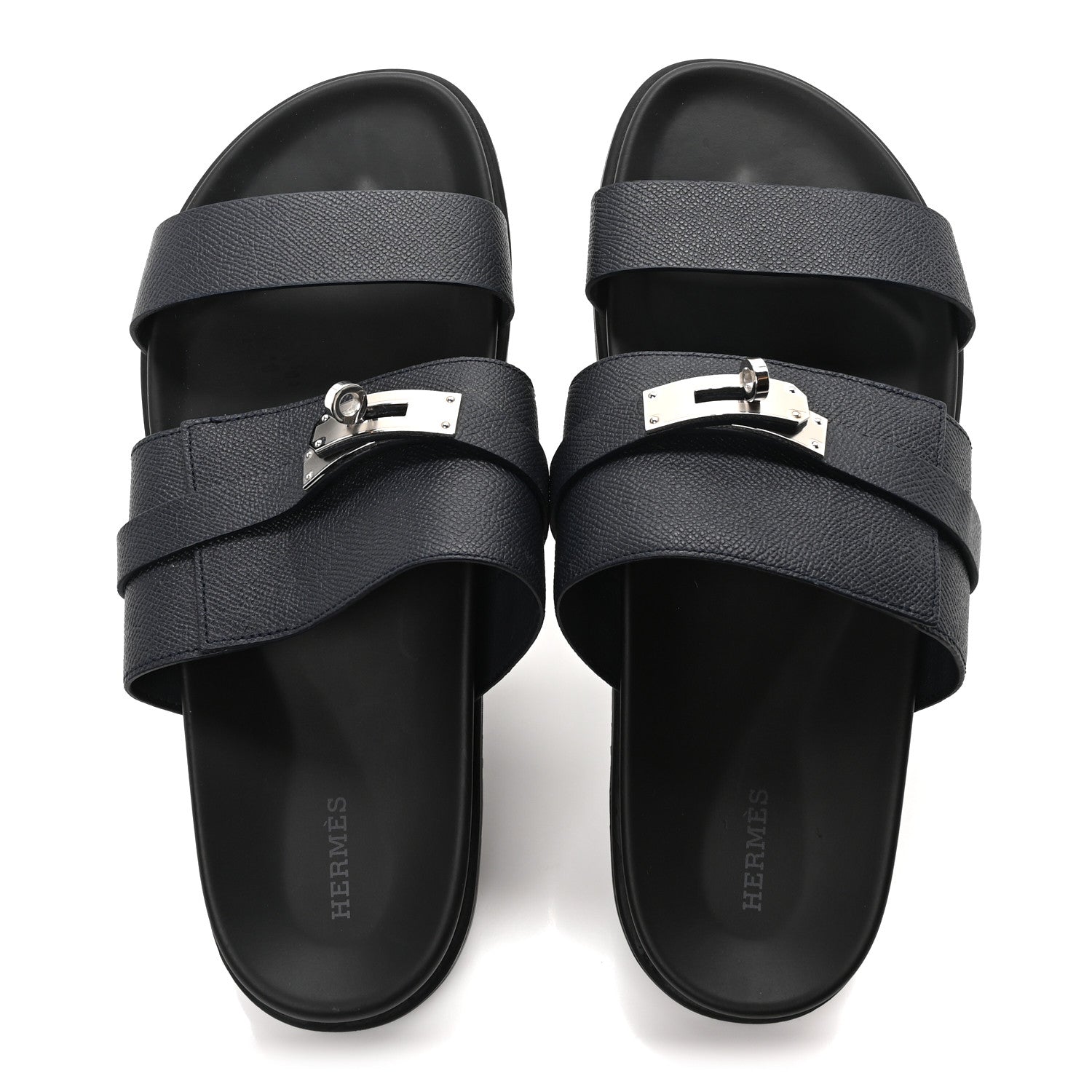 Hermes Epsom Mens Jackson Sandals 44.5 Marine 2 of 8