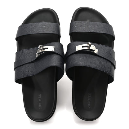 Hermes Epsom Mens Jackson Sandals 44.5 Marine 2 of 8