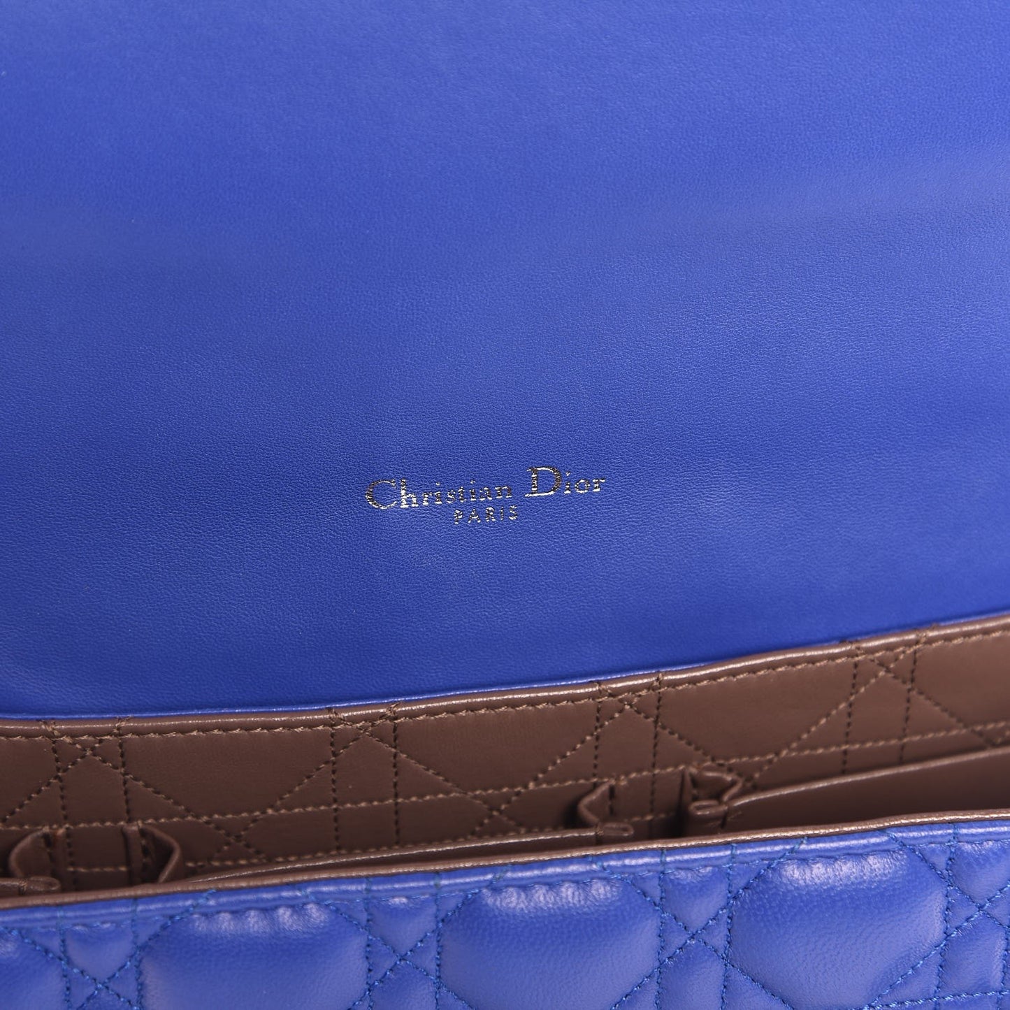 Lambskin Cannage Medium Miss Dior Flap Blue