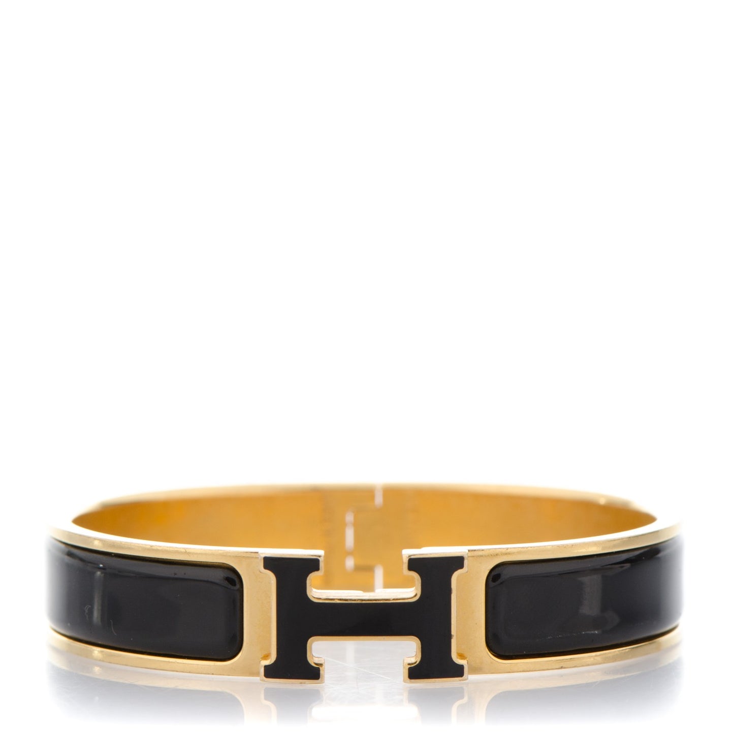Enamel Narrow Clic Clac H Bracelet PM Black