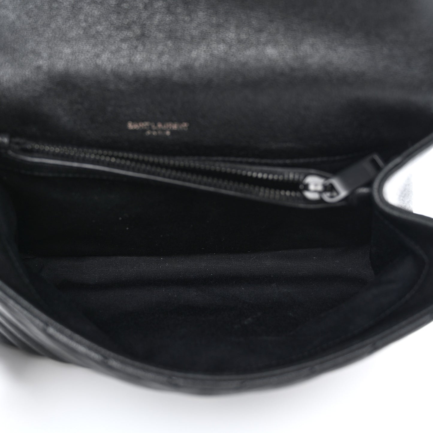 Sheepskin Matelasse Chevron Monogram Monochrome Medium College Bag Black