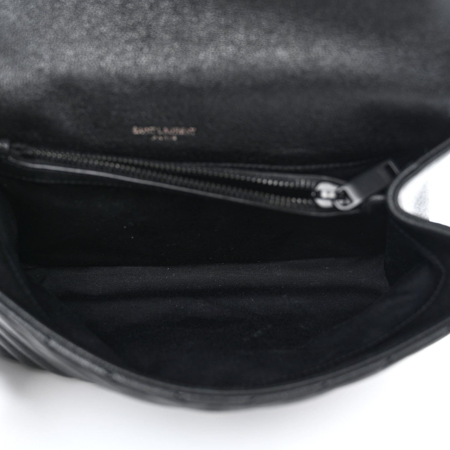 Saint Laurent Sheepskin Matelasse Chevron Monogram Monochrome Medium College Bag Black 5 of 14