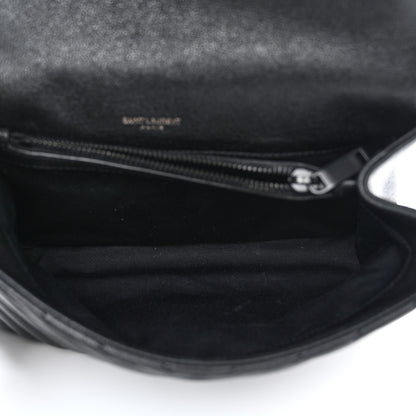 Saint Laurent Sheepskin Matelasse Chevron Monogram Monochrome Medium College Bag Black 5 of 14