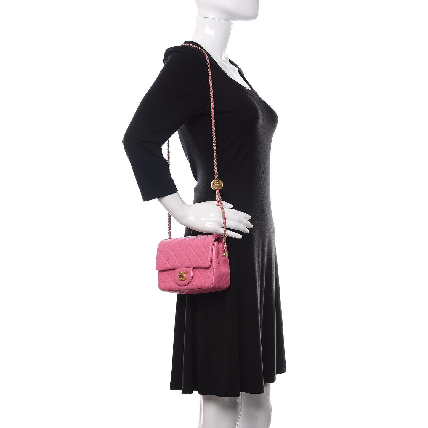 Lambskin Quilted Mini Pearl Crush Flap Pink