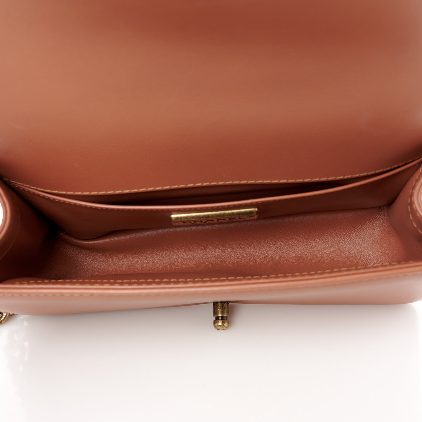 Snakeskin Calfskin Medium Chain Around Top Handle Boy Flap Camel