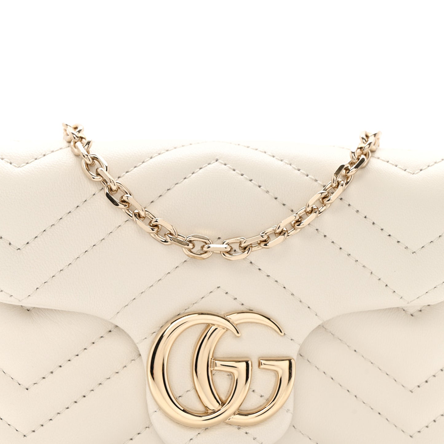 Lambskin Matelasse Mini GG Marmont Shoulder Bag White