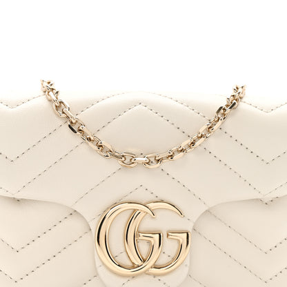 Gucci Lambskin Matelasse Mini GG Marmont Shoulder Bag White 7 of 9
