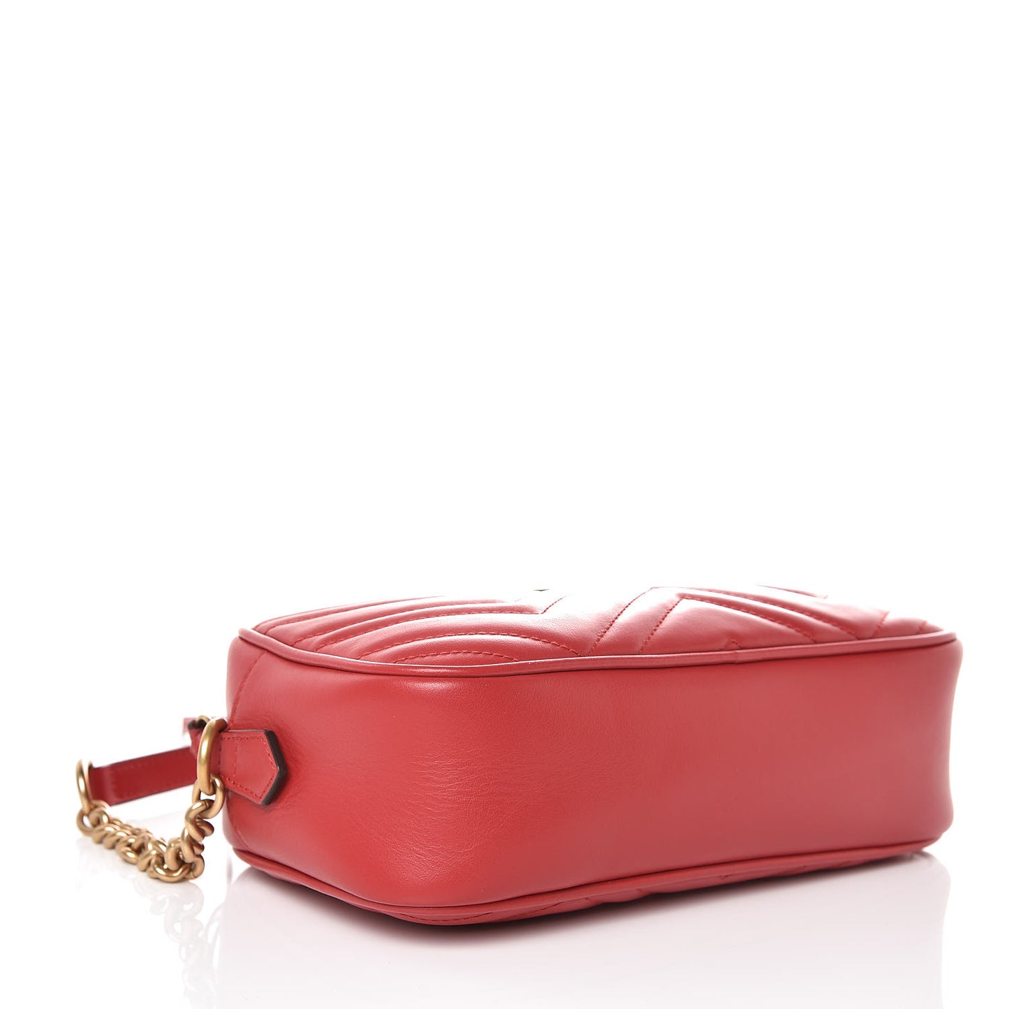 Calfskin Matelasse Small GG Marmont Chain Shoulder Bag Hibiscus Red