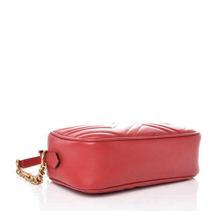 Gucci Calfskin Matelasse Small GG Marmont Chain Shoulder Bag Hibiscus Red 4 of 7