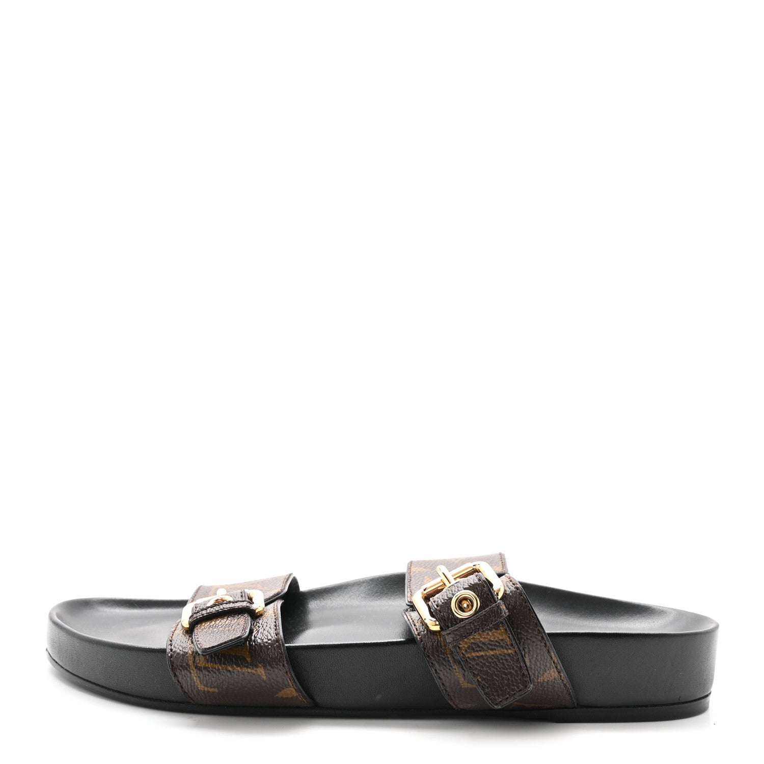 Louis Vuitton Monogram Bom Dia Mule Sandals 38.5 Black 1 of 9
