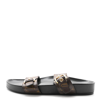 Louis Vuitton Monogram Bom Dia Mule Sandals 38.5 Black 1 of 9