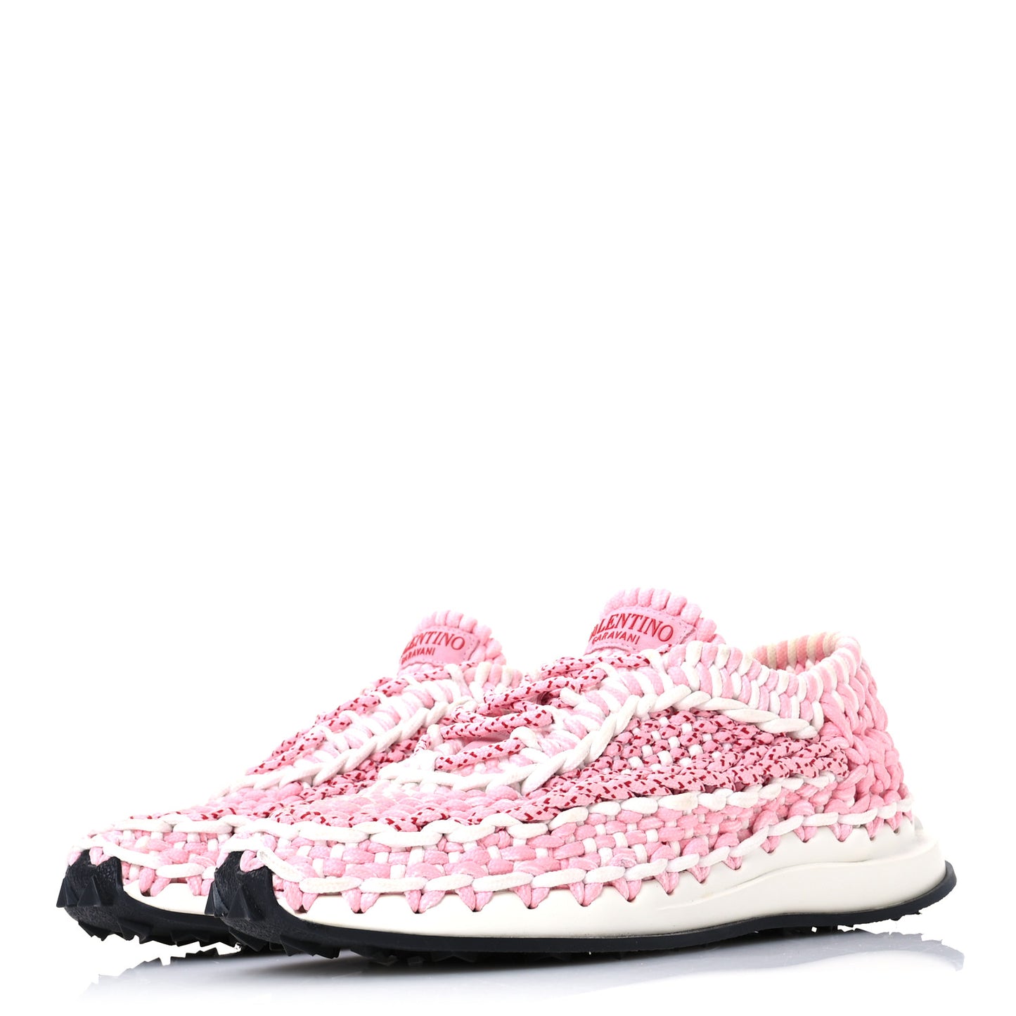 Fabric Crochet Womens Low Top Sneakers 39.5 Pink