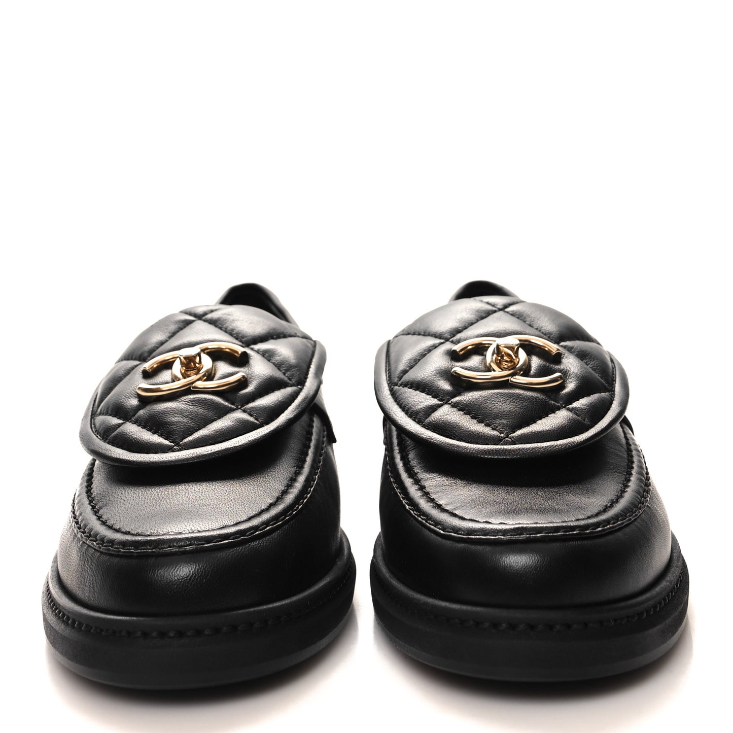 Lambskin Quilted CC Turnlock Loafers 38.5 Black