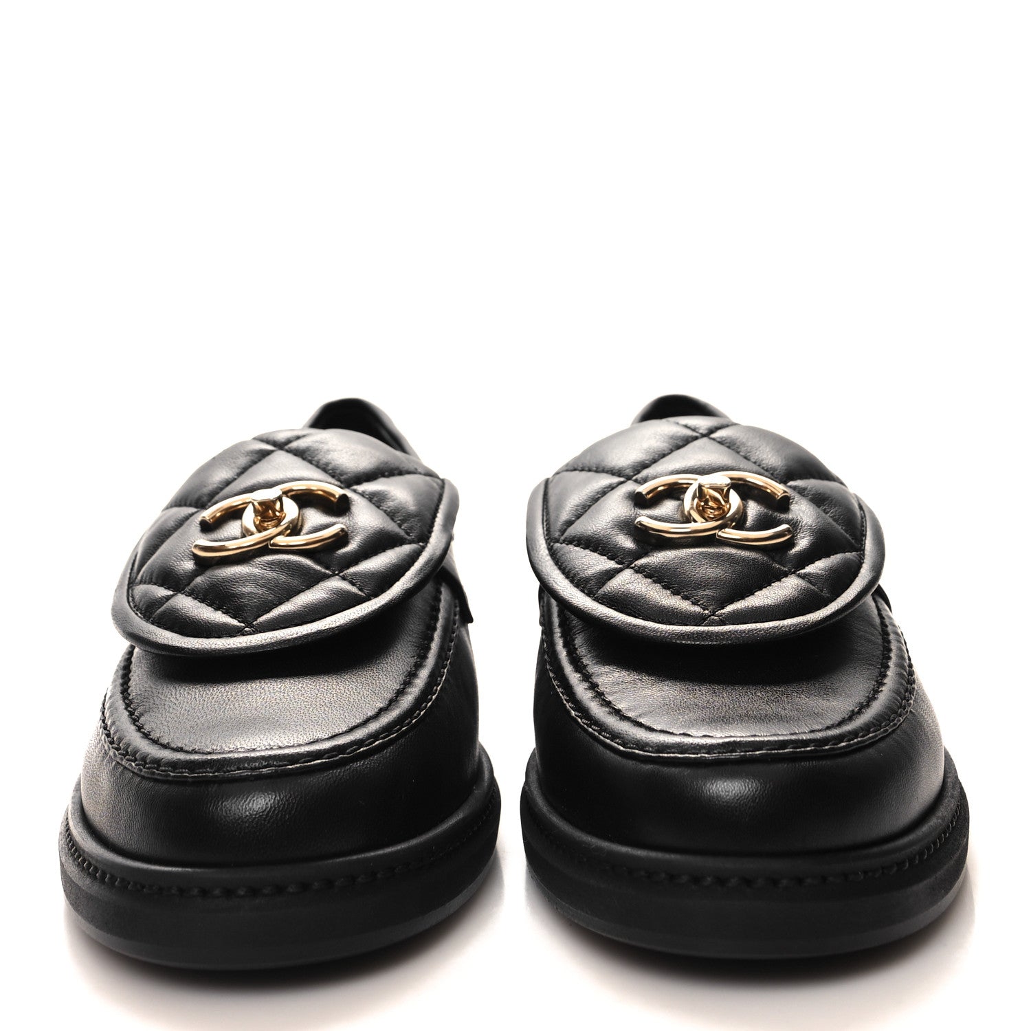 Chanel Lambskin Quilted CC Turnlock Loafers 38.5 Black 2 of 10