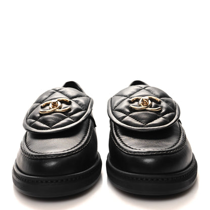 Chanel Lambskin Quilted CC Turnlock Loafers 38.5 Black 2 of 10