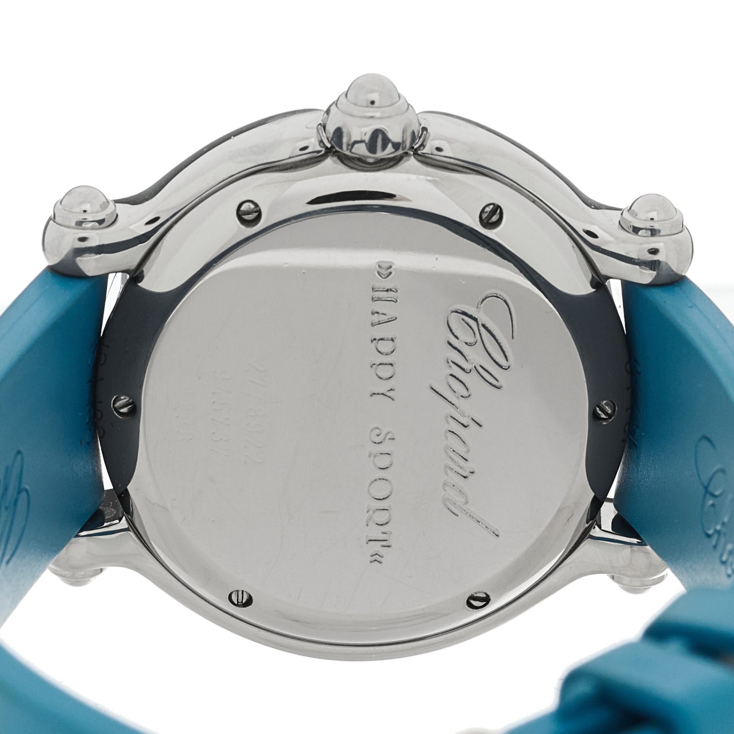 Stainless Steel Rubber Diamond Bezel Ruby Yellow Blue Sapphire 32mm Happy Sport Fish Quartz Watch Blue