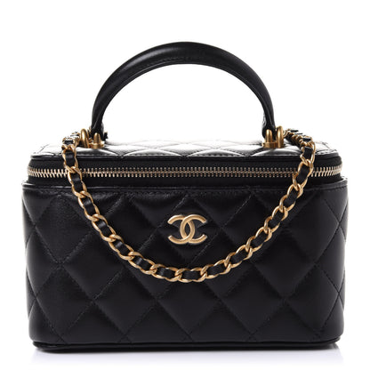 Chanel Lambskin Quilted Small Top Handle Vanity Case With Chain Black 1 of 12