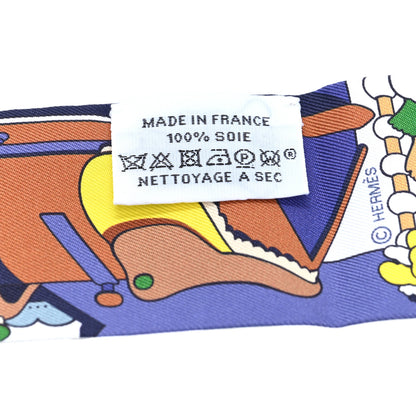 Hermes Silk Pony Pit Stop Twilly Bleu Vert Rose 3 of 3