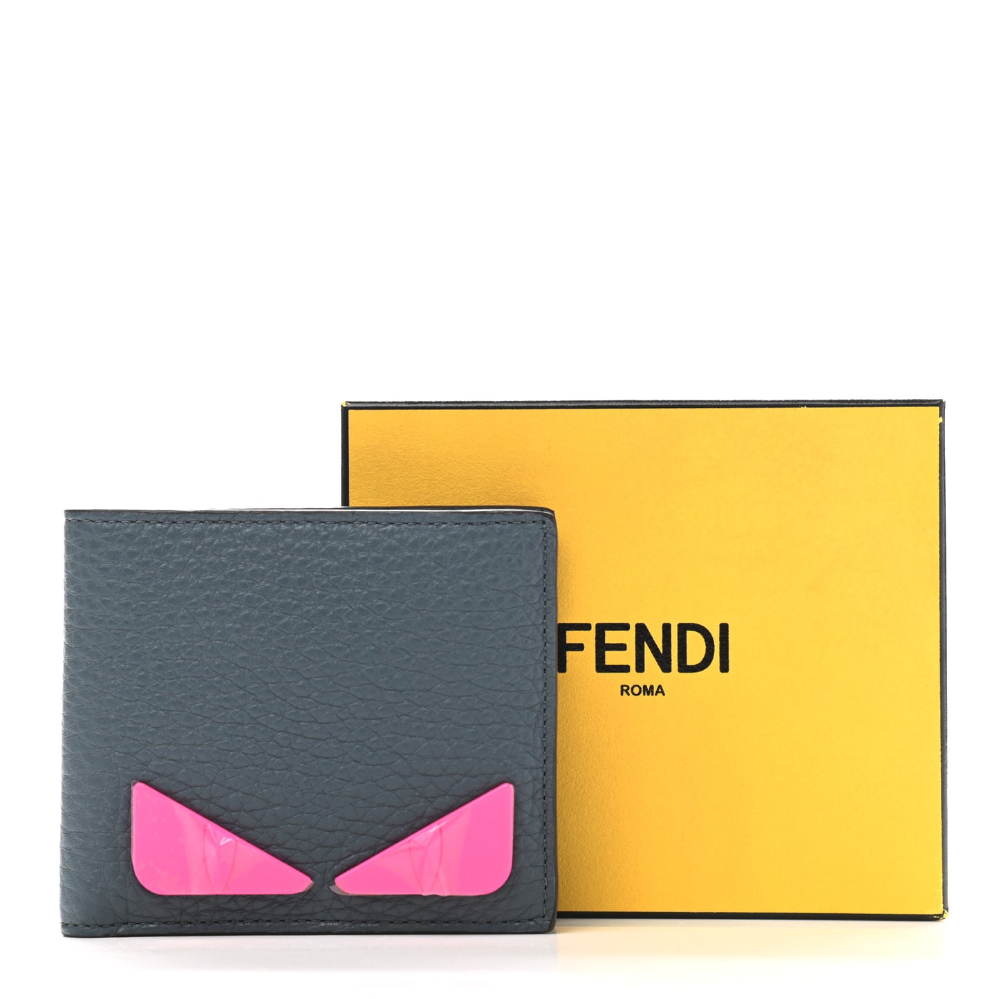 Cuoio Romano Fluo Metal Bug Eyes Bi-fold Wallet Tempesta Rosa Fluo