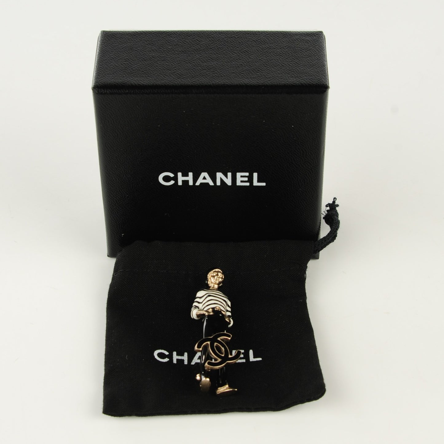 Enamel Coco Charm Brooch Black Gold