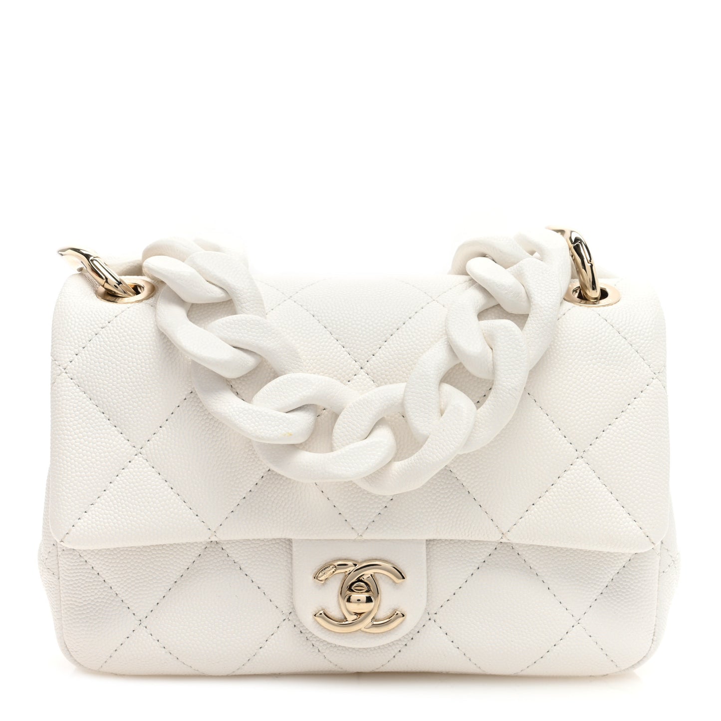 Caviar Quilted Funky Match Mini Flap White