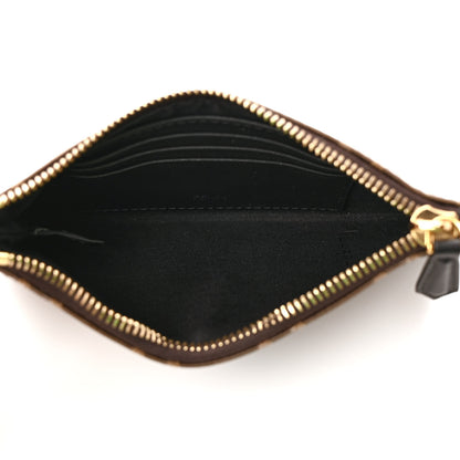 Fendi Glazed Fabric Vitello Century FF 1974 Stamp Patch XS FFreedom Flat Pouch Mogano Panna Black 5 of 7