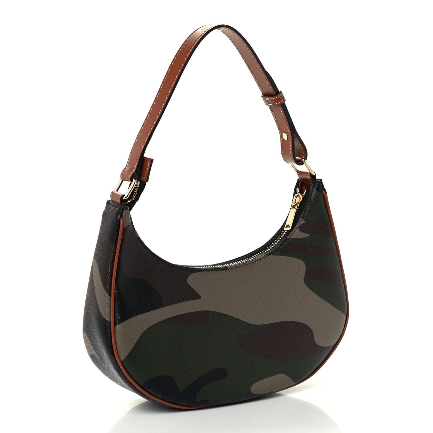 Canvas Calfskin Camouflage Ava Logo Triomphe Shoulder Bag Khaki