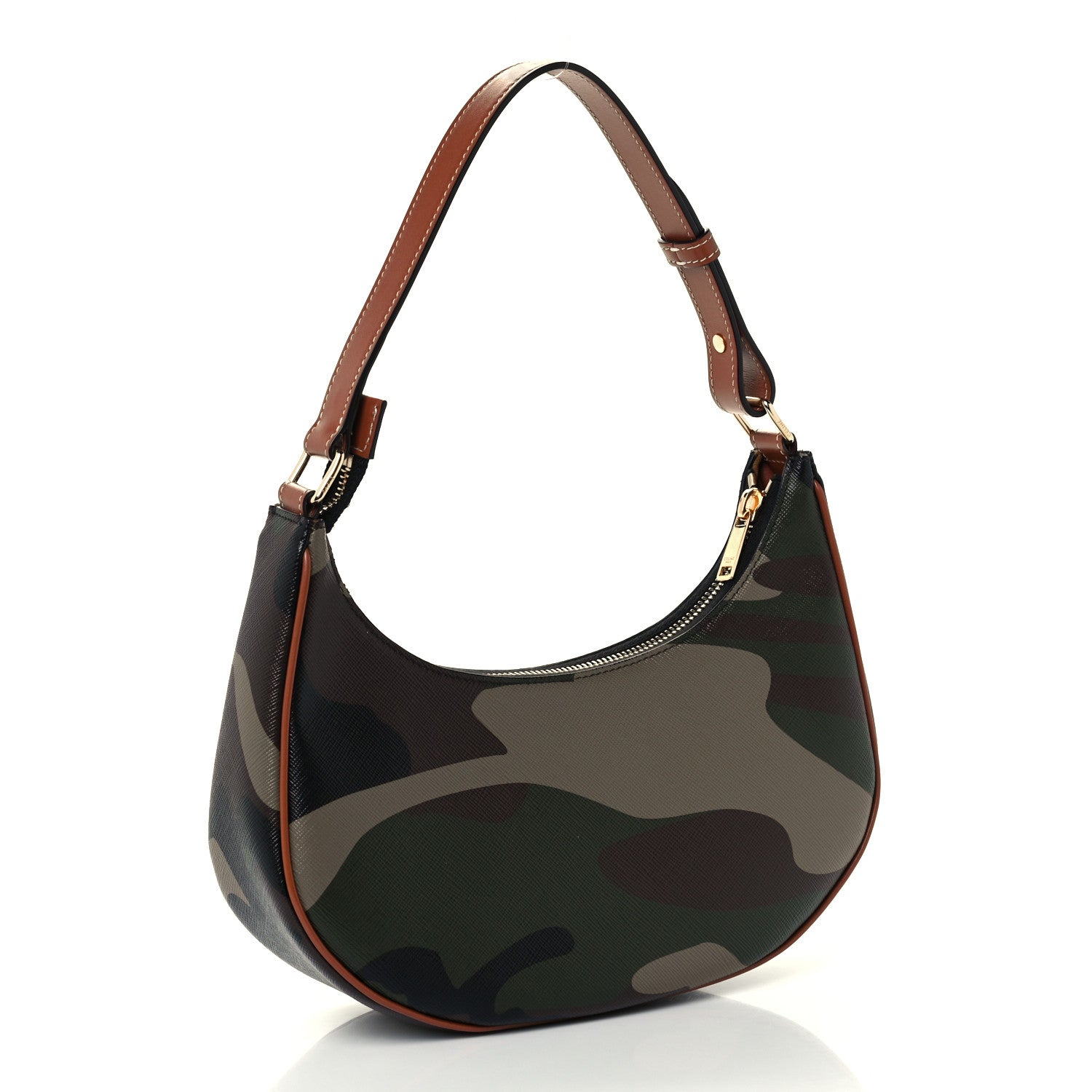 Celine Canvas Calfskin Camouflage Ava Logo Triomphe Shoulder Bag Khaki 3 of 11