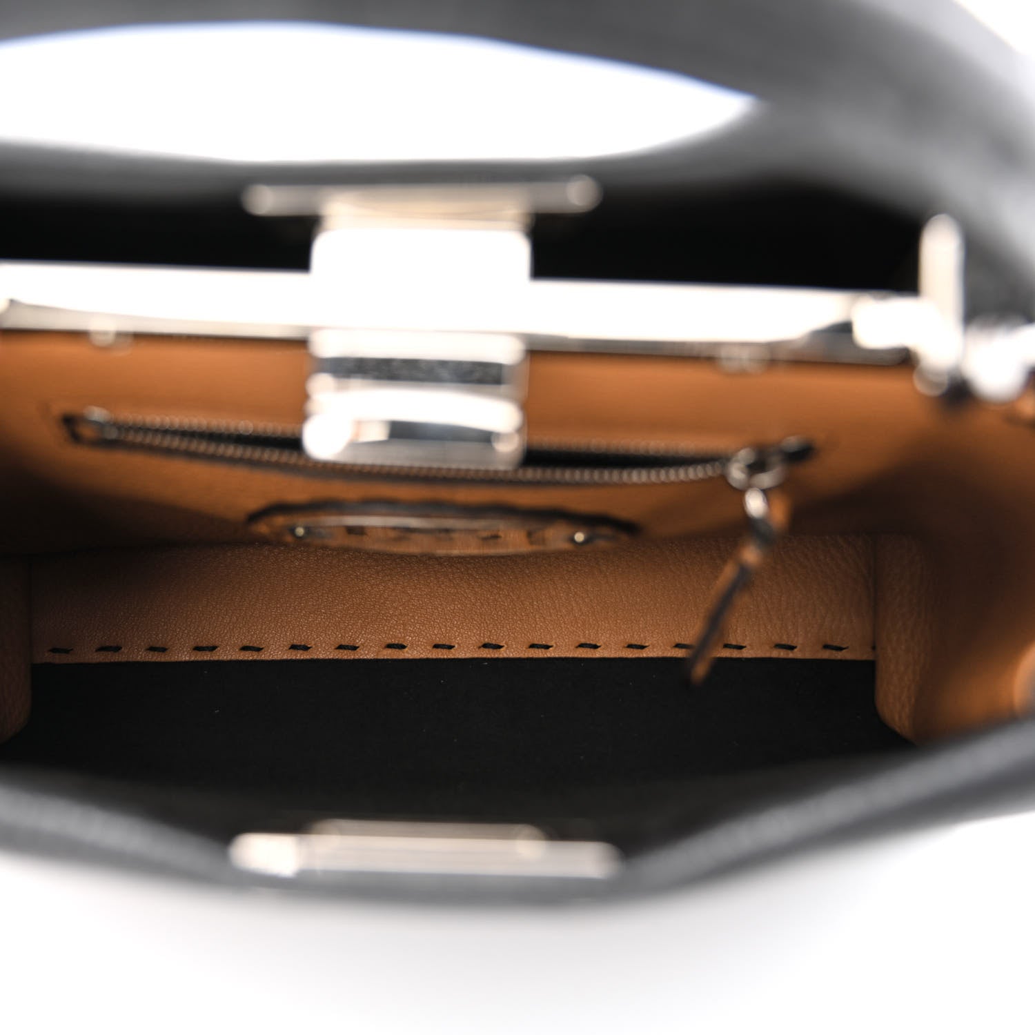 Fendi Cuoio Romano Selleria Bi-Color Mini Peekaboo Iconic Satchel Black Mou 5 of 11