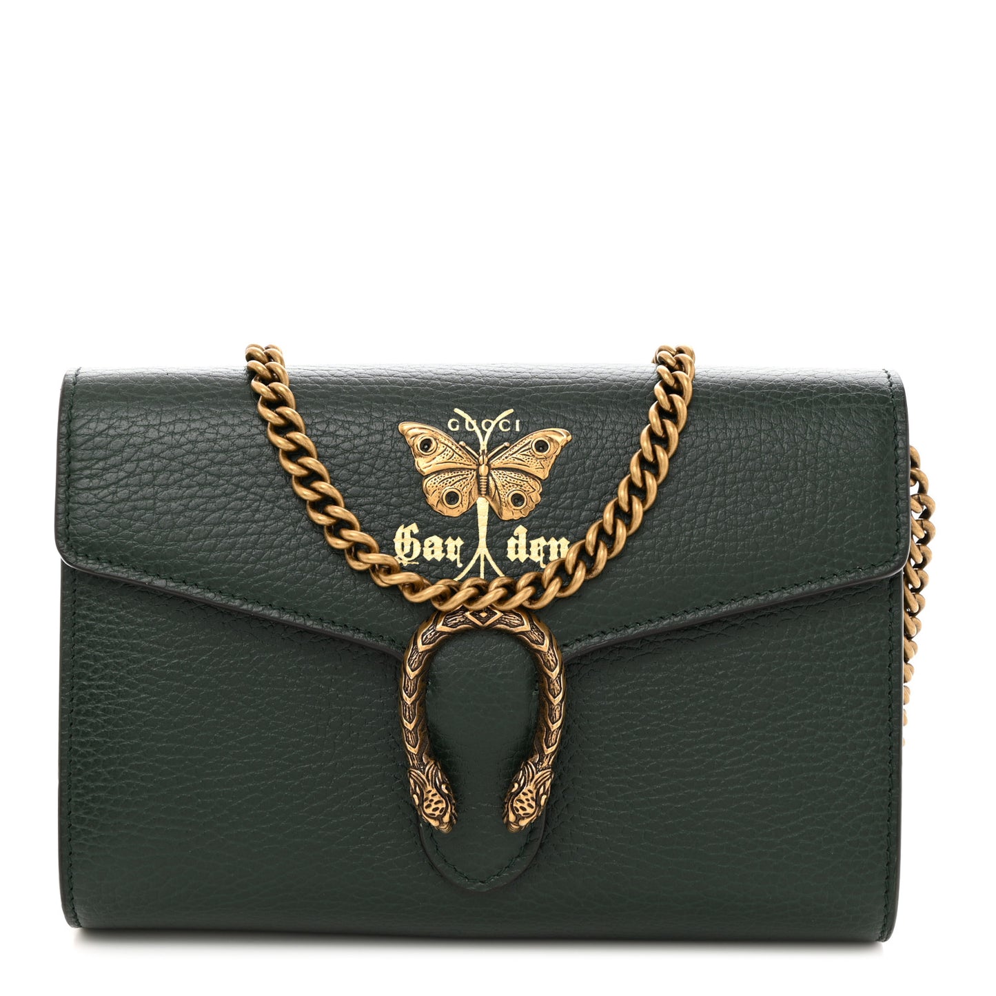 Calfskin Garden Dionysus Chain Wallet Emerald