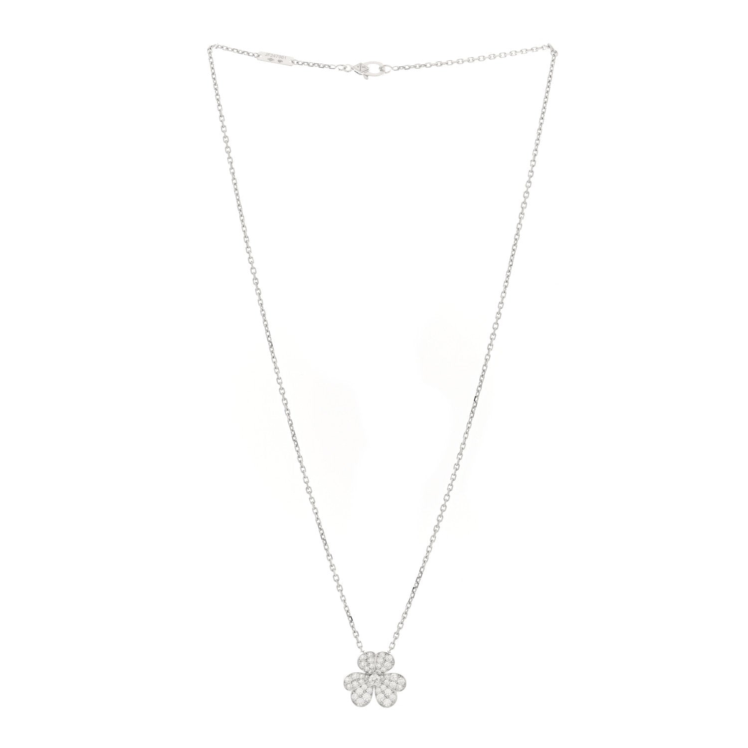 Van Cleef & Arpels 18K White Gold Diamond Small Frivole Pendant Necklace 3 of 4