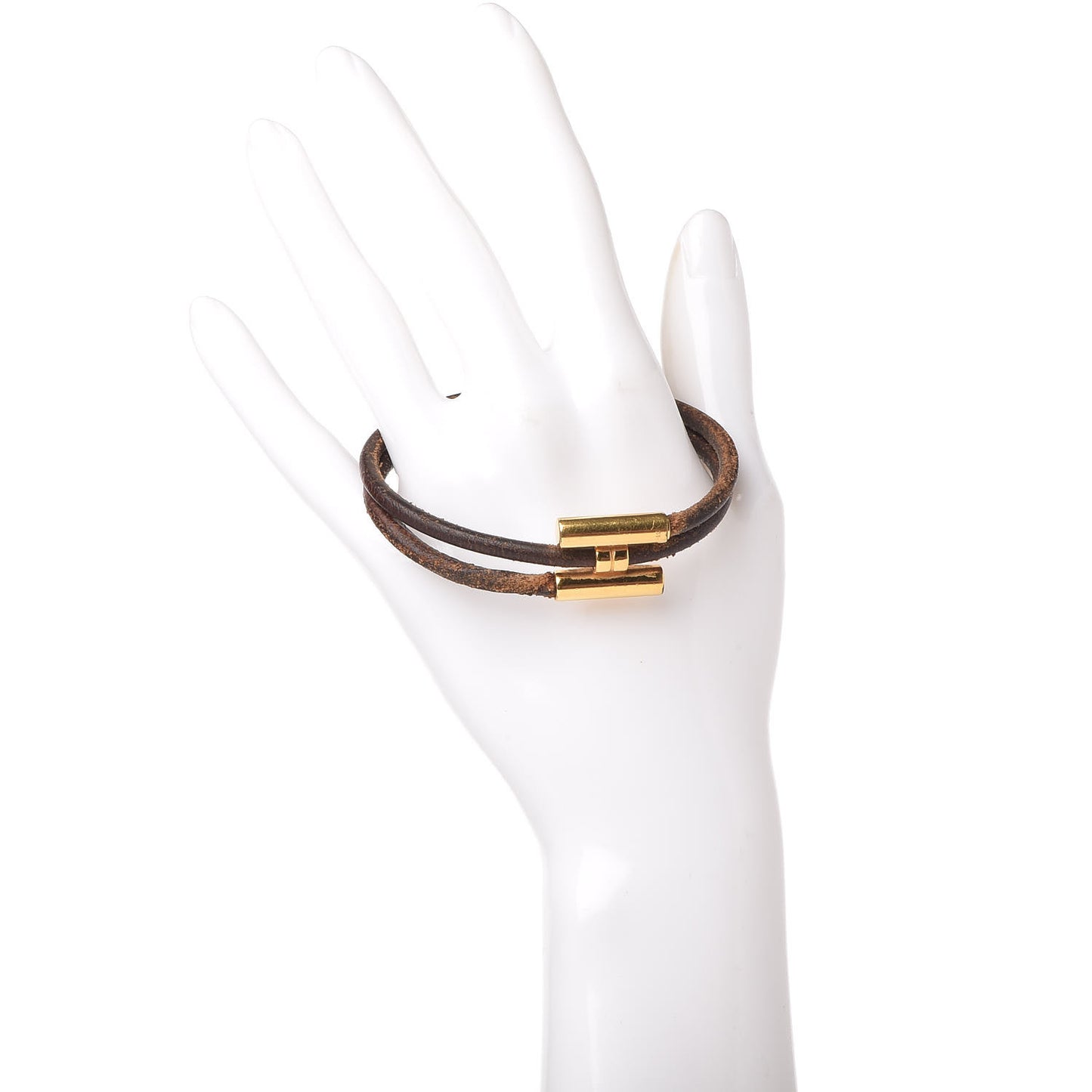 Natural Bridle Double Wrap Cord Tournis Bracelet Bouton