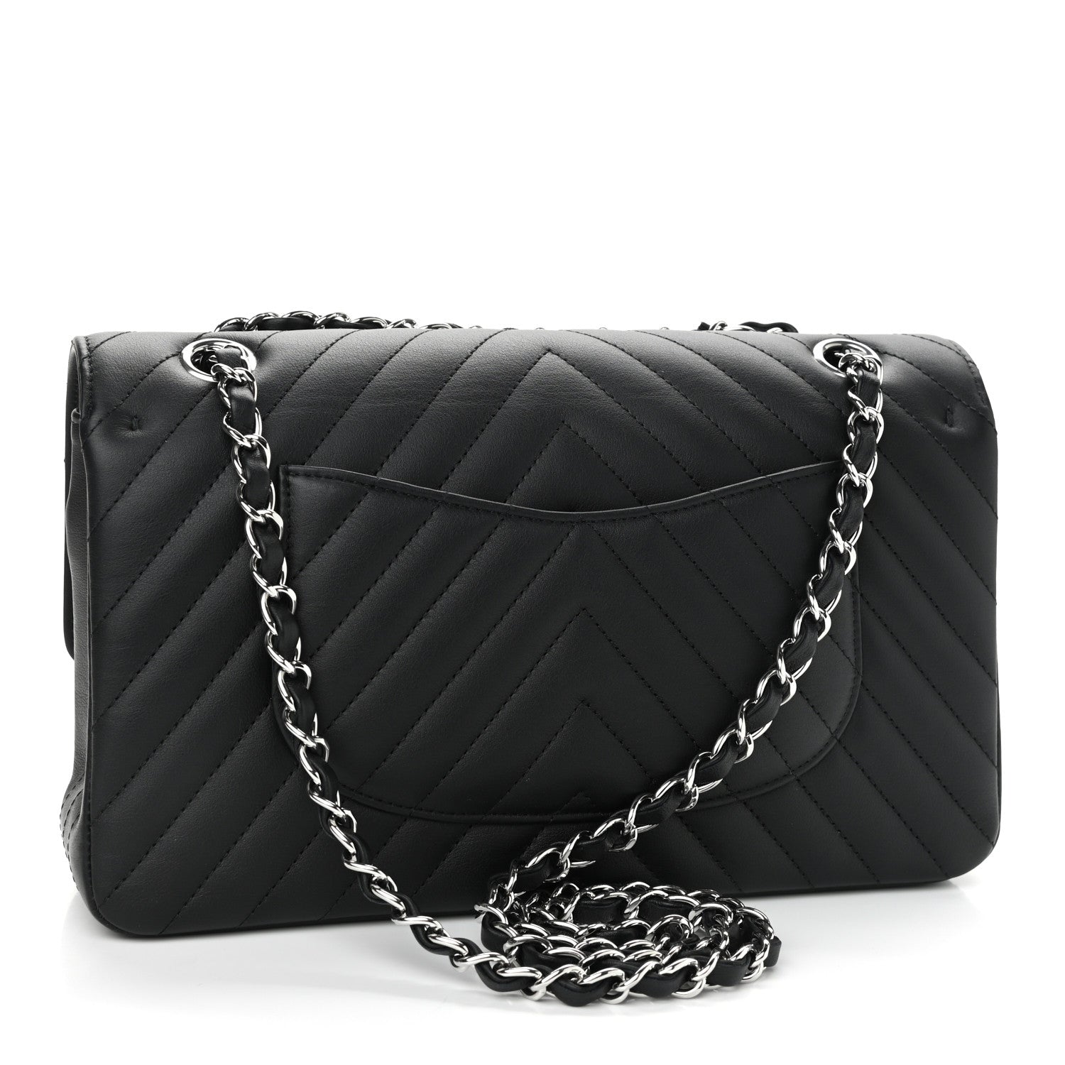 Chanel Calfskin Chevron Quilted Medium Double Flap Black 3 of 11
