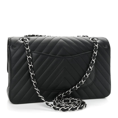 Chanel Calfskin Chevron Quilted Medium Double Flap Black 3 of 11